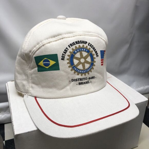 Rotary Intl Friendship Exchange Brazil Distrito 4480 Snapback Hat Cap White Red - Picture 2 of 10